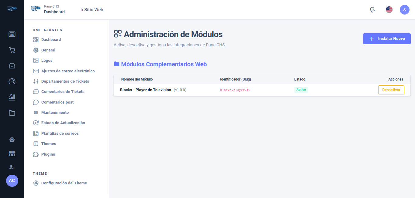 Cómo Desactivar, Desinstalar y Eliminar Plugins en PanelCHS