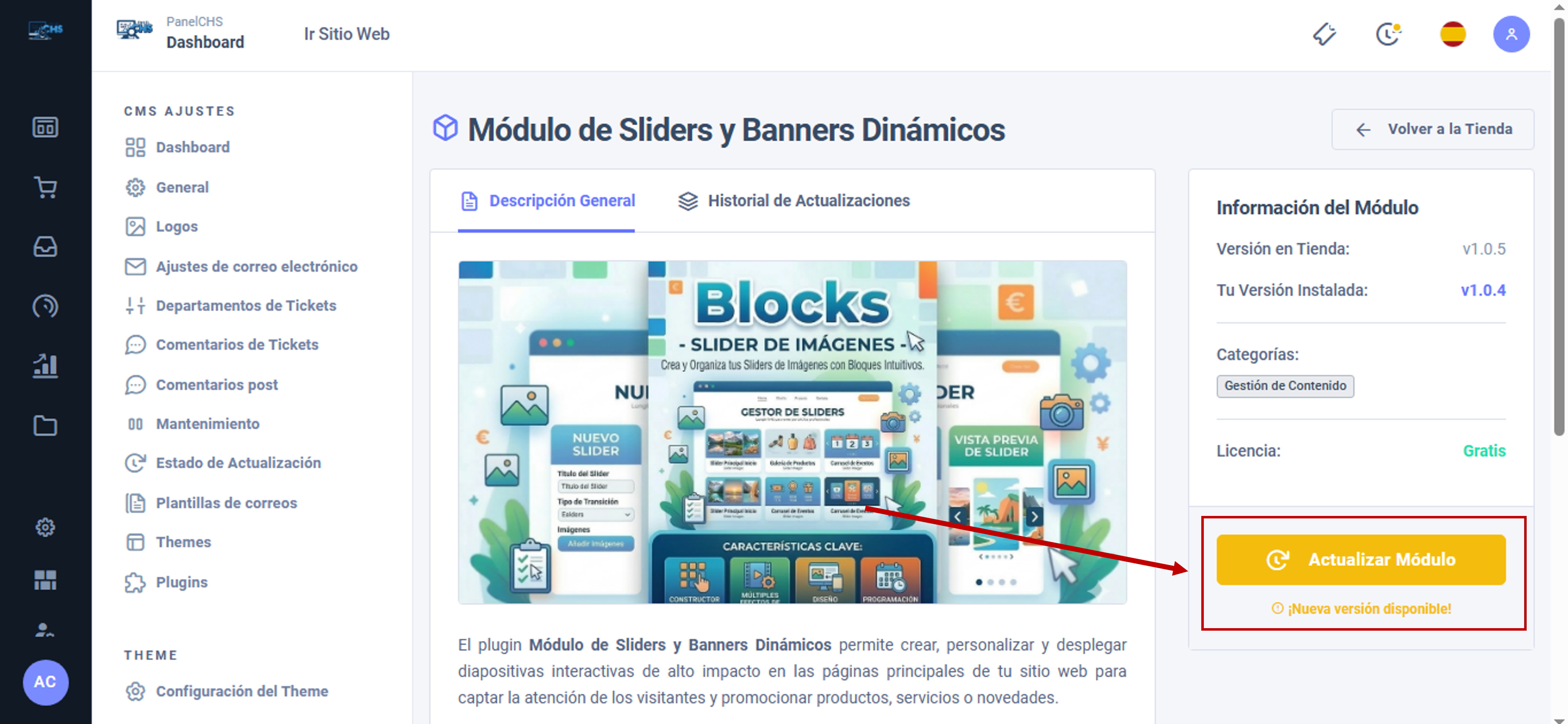 Guía: Cómo Actualizar tus Plugins y Módulos en PanelCHS de forma Rápida